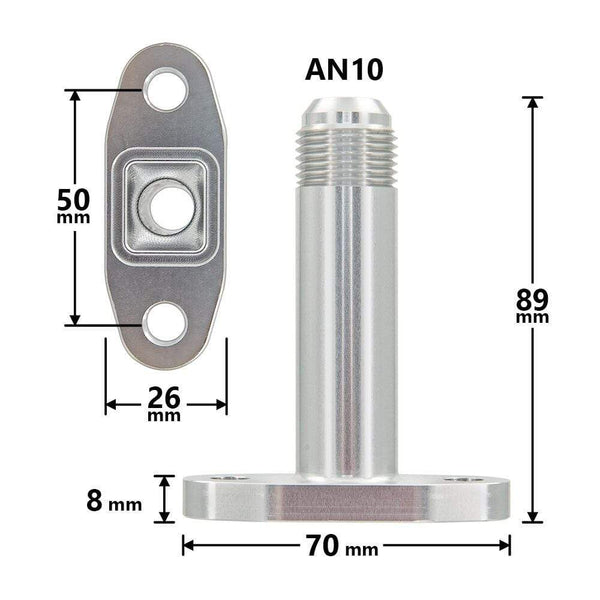 Planet Gates An10 Hole pitch 2"/51 Turbo Oil Drain Return Flange Adapter sliver CNC Process leakproof for T3 T4 GT28 GT30 GT35 T25