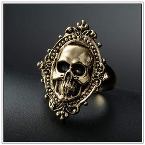 Planet Gates Ancient Gold Skull Ring Big Huge Ghost Skull Ring Men Boys Polishing Biker Ring Copper Skull Rings