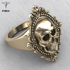 Planet Gates Ancient Gold Skull Ring Big Huge Ghost Skull Ring Men Boys Polishing Biker Ring Copper Skull Rings