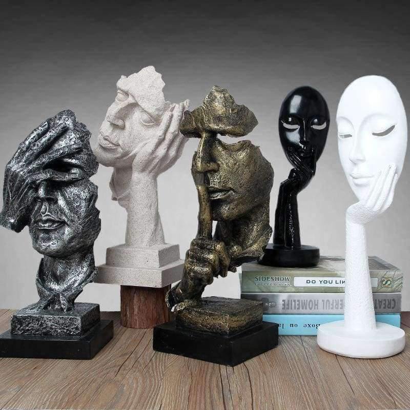 Planet Gates Ancient Silver Creative Abstract Characters Do Not Listen Watch Sculpture Home Decor  Desktop Decoration Craft Birthday Gift