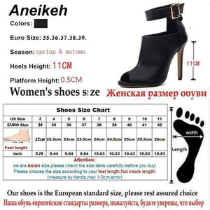 Planet Gates Aneikeh Gladiator Women Pumps Ladies Sexy Buckle Strap Roman High Heels Open Toe Sandals Party Wedding Shoes Size 35-40 Black