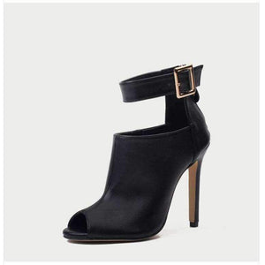 Planet Gates Aneikeh Gladiator Women Pumps Ladies Sexy Buckle Strap Roman High Heels Open Toe Sandals Party Wedding Shoes Size 35-40 Black