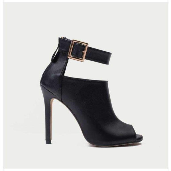 Planet Gates Aneikeh Gladiator Women Pumps Ladies Sexy Buckle Strap Roman High Heels Open Toe Sandals Party Wedding Shoes Size 35-40 Black