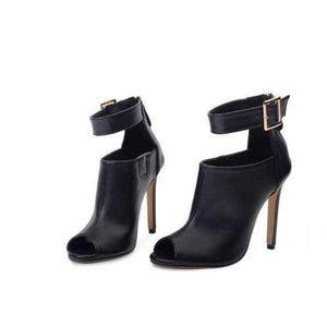 Planet Gates Aneikeh Gladiator Women Pumps Ladies Sexy Buckle Strap Roman High Heels Open Toe Sandals Party Wedding Shoes Size 35-40 Black