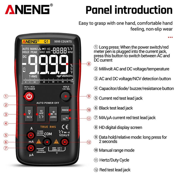Planet Gates ANENG Q1 Digital Multimeter 9999 Analog Tester True RMS Professional Multimetro DIY Transistor Capacitor NCV Testers Lcr Meter