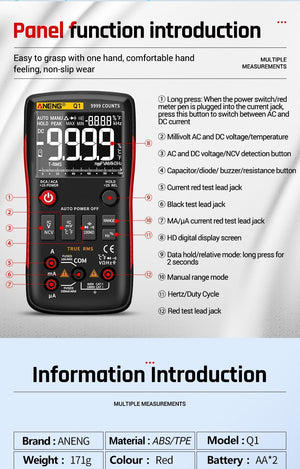 Planet Gates ANENG Q1 Digital Multimeter 9999 Analog Tester True RMS Professional Multimetro DIY Transistor Capacitor NCV Testers Lcr Meter