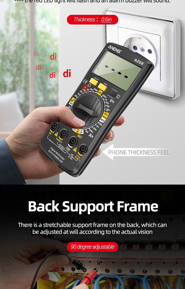 Planet Gates ANENG SZ08 Digital Multimeter Ultra-thin storage Professional Multimetro Auto Voltmeter AC DC 220V Resistance Handhold Testers
