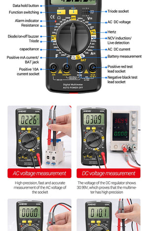Planet Gates ANENG SZ08 Digital Multimeter Ultra-thin storage Professional Multimetro Auto Voltmeter AC DC 220V Resistance Handhold Testers
