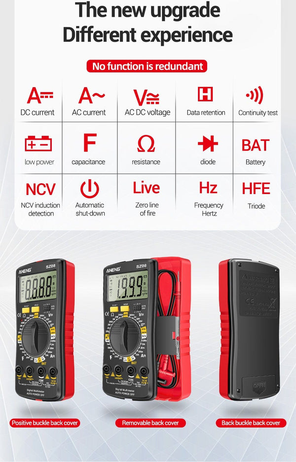 Planet Gates ANENG SZ08 Digital Multimeter Ultra-thin storage Professional Multimetro Auto Voltmeter AC DC 220V Resistance Handhold Testers