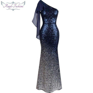 Planet Gates Angel-fashions Long Evening Dress Vintage Sequin Gradient Mermaid Dresses Blue 286