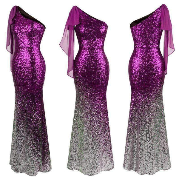 Planet Gates Angel-fashions Long Evening Dress Vintage Sequin Gradient Mermaid Dresses Blue 286