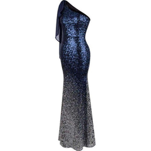 Planet Gates Angel-fashions Long Evening Dress Vintage Sequin Gradient Mermaid Dresses Blue 286