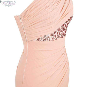 Planet Gates Angel fashions One Shoulder Pleat Ruched Sequin Slit Mermaid Long Evening Dress 350