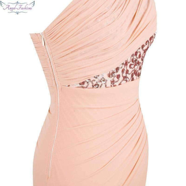 Planet Gates Angel fashions One Shoulder Pleat Ruched Sequin Slit Mermaid Long Evening Dress 350