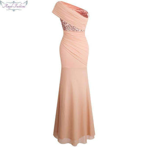 Planet Gates Angel fashions One Shoulder Pleat Ruched Sequin Slit Mermaid Long Evening Dress 350