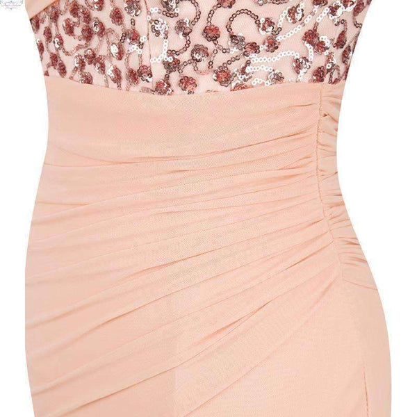 Planet Gates Angel fashions One Shoulder Pleat Ruched Sequin Slit Mermaid Long Evening Dress 350