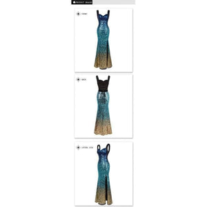 Planet Gates Angel-fashions Sequined Gradient Sash Hollow Out Celebrity Dress Long Evening Dresses Blue 360 382