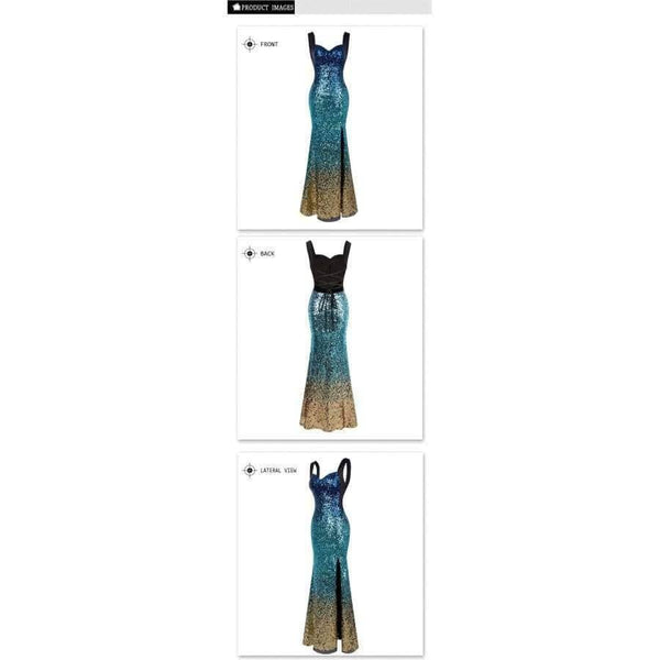 Planet Gates Angel-fashions Sequined Gradient Sash Hollow Out Celebrity Dress Long Evening Dresses Blue 360 382