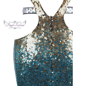 Planet Gates Angel-fashions Sequined Gradient Sash Hollow Out Celebrity Dress Long Evening Dresses Blue 360 382