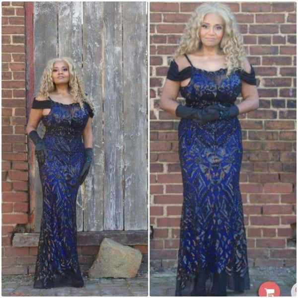 Planet Gates Angel-fashions vestido de festa Boat Nect Sequin  Mermaid Long Evening Dress Abendkleid  Black 220