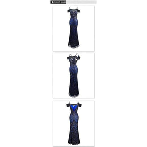 Planet Gates Angel-fashions vestido de festa Boat Nect Sequin  Mermaid Long Evening Dress Abendkleid  Black 220
