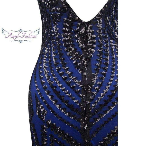 Planet Gates Angel-fashions vestido de festa Boat Nect Sequin  Mermaid Long Evening Dress Abendkleid  Black 220