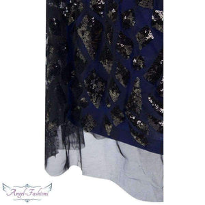 Planet Gates Angel-fashions vestido de festa Boat Nect Sequin  Mermaid Long Evening Dress Abendkleid  Black 220