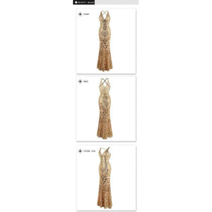 Planet Gates Angel-fashions Vintage Gatsby Party Sequin Mermaid Long Evening Dress Abendkleid 381