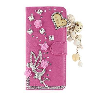 Planet Gates Angel Pendant Rose / PU leather Diamond Flip Leather Phone Case For Huawei P8 LITE 2017/P9 LITE 2017/Honor 8 lite,Wallet Style Cover With Card Slot