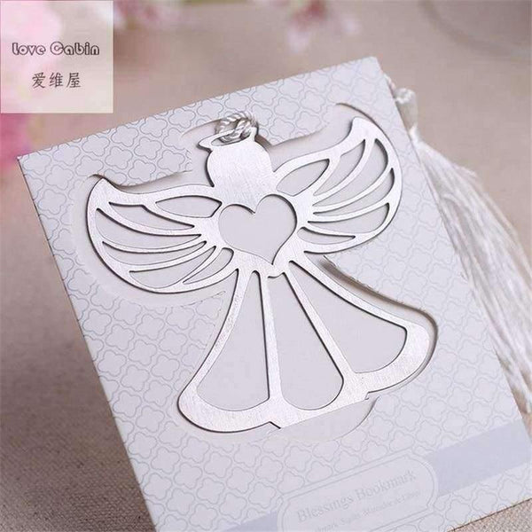 Planet Gates Angel Silver Metal Bookmark Boxed For baptism Baby Bridal Shower Christening Wedding Favours Bomboniere 60pcs Home Party Favor