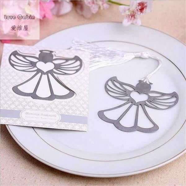 Planet Gates Angel Silver Metal Bookmark Boxed For baptism Baby Bridal Shower Christening Wedding Favours Bomboniere 60pcs Home Party Favor