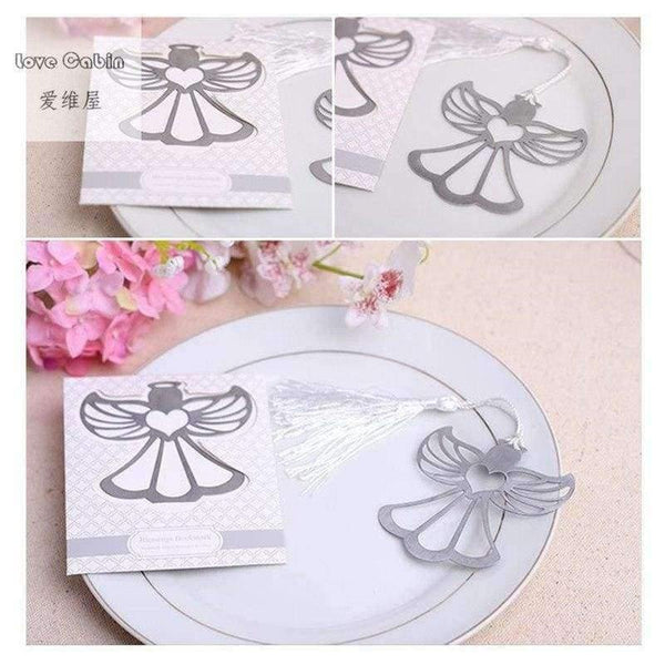 Planet Gates Angel Silver Metal Bookmark Boxed For baptism Baby Bridal Shower Christening Wedding Favours Bomboniere 60pcs Home Party Favor