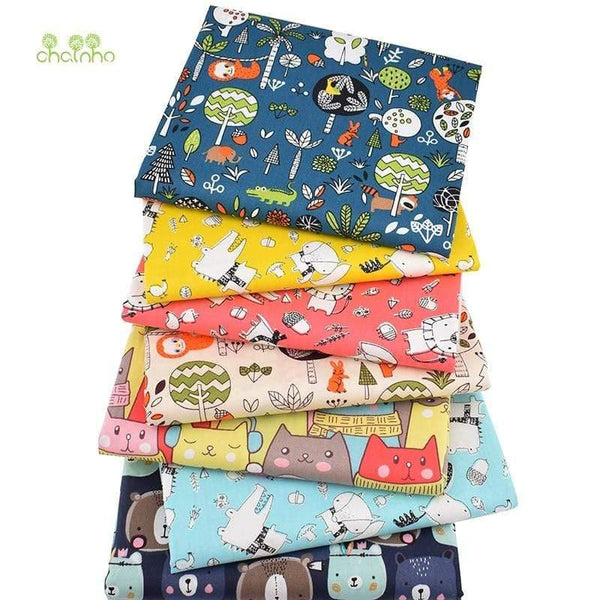 Planet Gates Animal Kingdom Cartoon Series,Printed Twill Cotton Fabric,Patchwork Cloth For DIY Sewing Quilting Baby&Child's Material,40x50cm