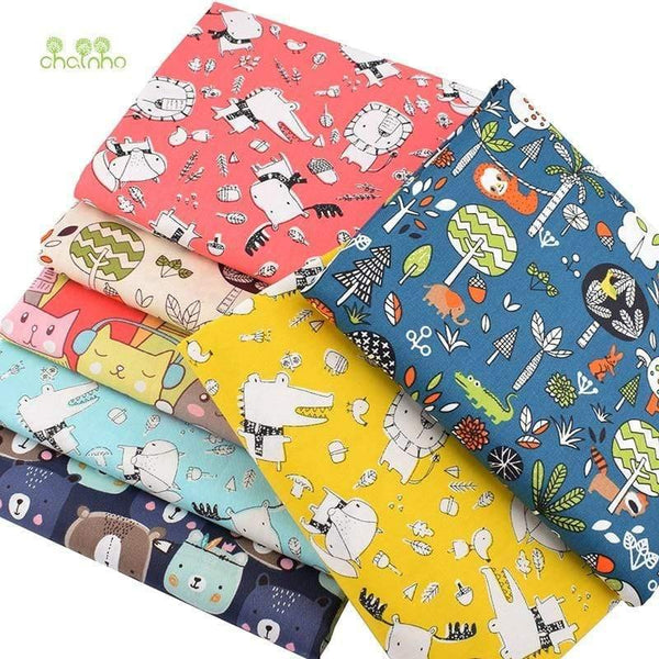 Planet Gates Animal Kingdom Cartoon Series,Printed Twill Cotton Fabric,Patchwork Cloth For DIY Sewing Quilting Baby&Child's Material,40x50cm