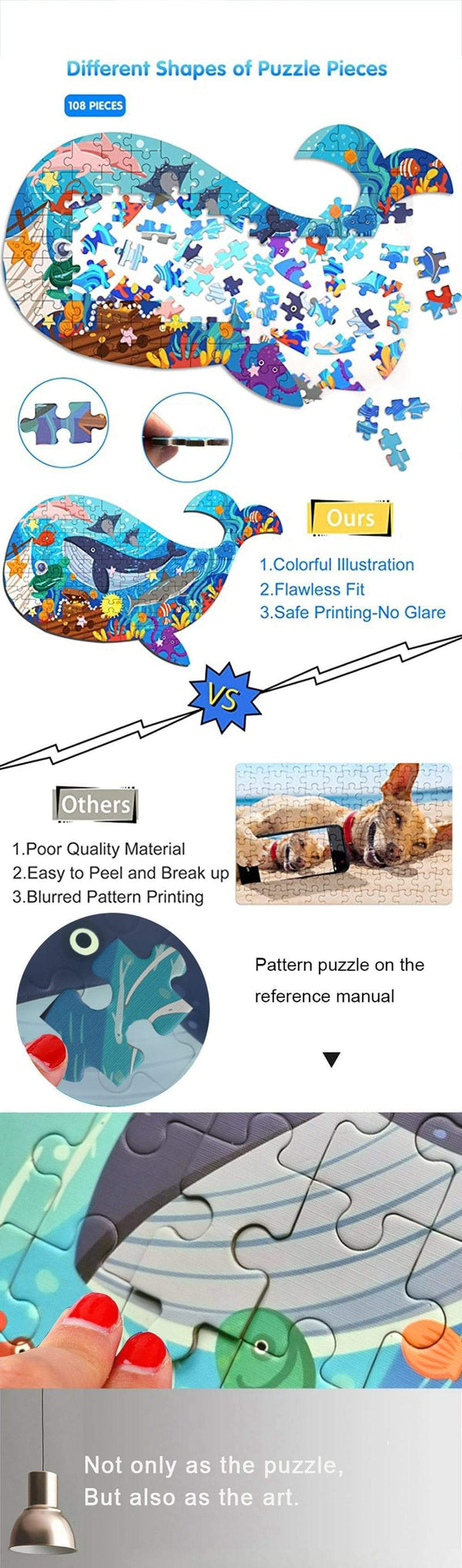 Planet Gates Animal Shapes Puzzle Dinosaurs Whale Jigsaw Unique Kids Puzzles Educational Child Games Toys Christmas Gifts For Children