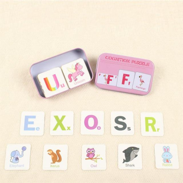 Planet Gates Animal-TJ112A Kids Montessori Puzzle Toys Animals Fruit Graph Match Card Game Early Educational Materials Double-sided Puzzle Toy For Children