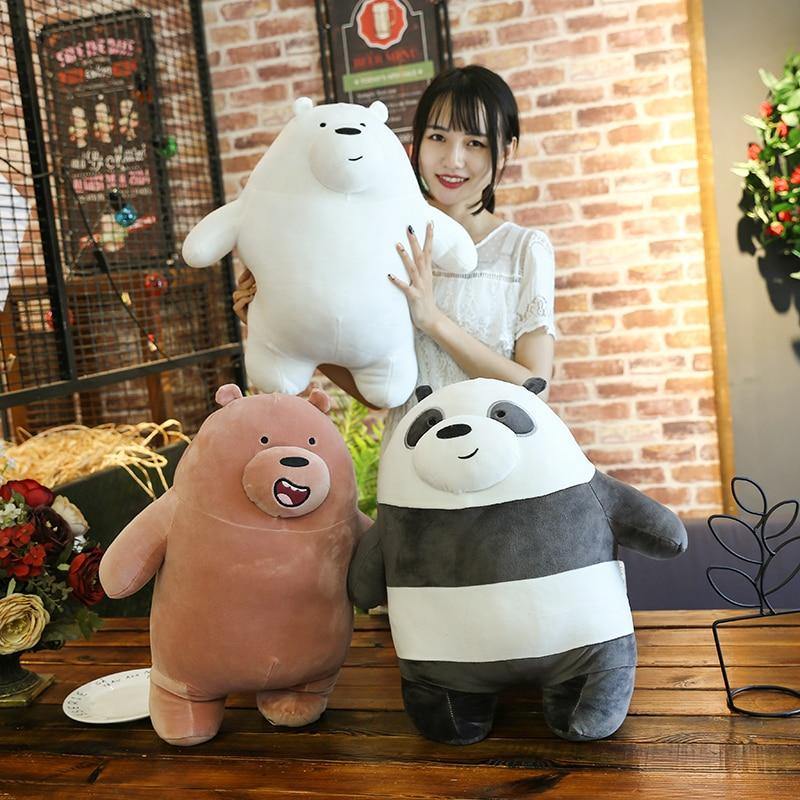 Anime Cartoon The Three Bare Bears Very Soft Plush Doll Cute Standing Panda Polar Bear Teddy Stuffed Toys Decoration Gifts