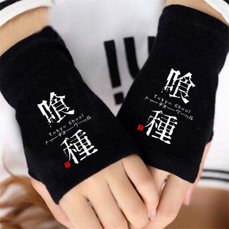Planet Gates Anime Tokyo Ghoul Kaneki Ken Cosplay Gloves Women Men Cotton Knitting Warm Half Finger Glove Wrist Mittens New
