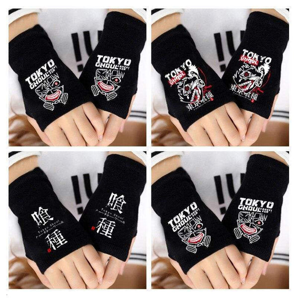 Planet Gates Anime Tokyo Ghoul Kaneki Ken Cosplay Gloves Women Men Cotton Knitting Warm Half Finger Glove Wrist Mittens New