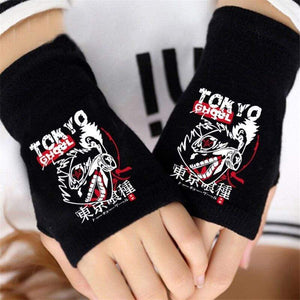 Planet Gates Anime Tokyo Ghoul Kaneki Ken Cosplay Gloves Women Men Cotton Knitting Warm Half Finger Glove Wrist Mittens New
