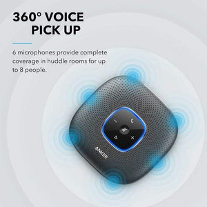 Planet Gates Anker PowerConf Bluetooth Speakerphone Conference Speaker With 6 Microphones, Enhanced Voice Pickup, 24H Call Time