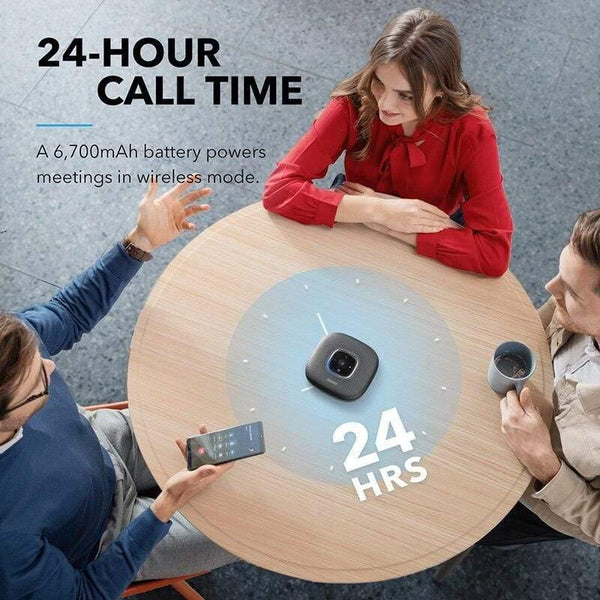 Planet Gates Anker PowerConf Bluetooth Speakerphone Conference Speaker With 6 Microphones, Enhanced Voice Pickup, 24H Call Time
