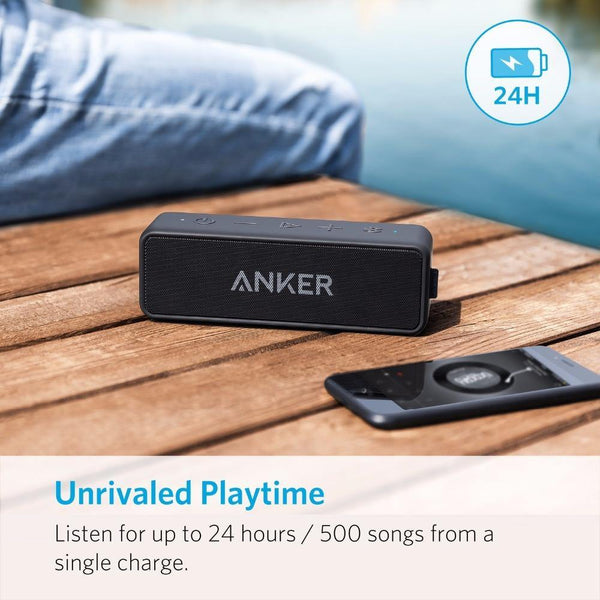Planet Gates Anker Soundcore 2 Portable Bluetooth Wireless Speaker Better Bass 24-Hour Playtime 66ft Bluetooth Range IPX7 Water Resistance