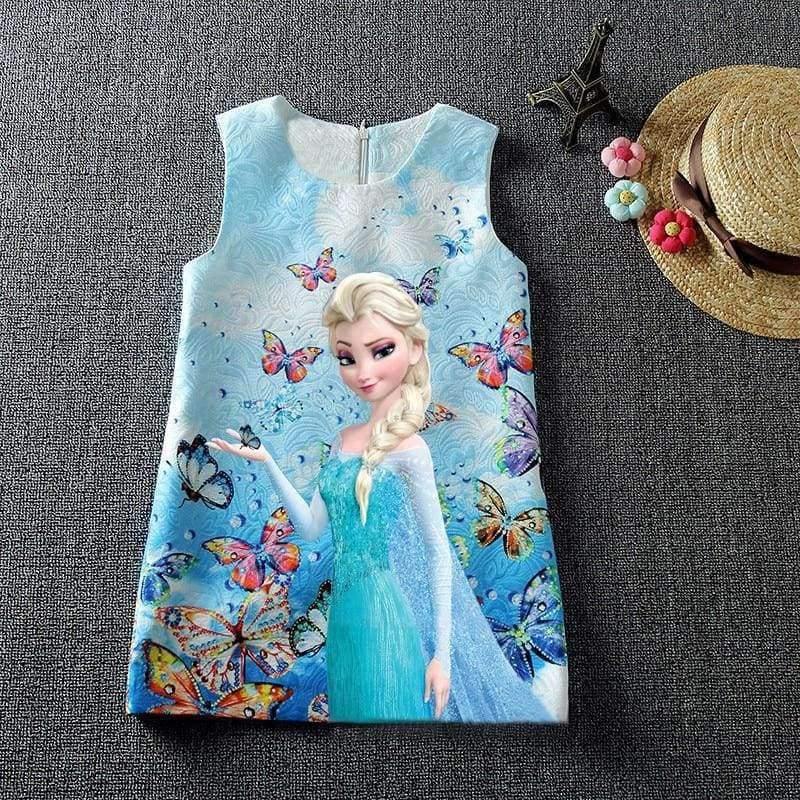 Planet Gates anna olaf / 2T Summer Baby Girl Dress Queen Princess Anna Elsa Dress Vestidos Butterfly Print Party Dress Kids Elza Costume Kids Clothes