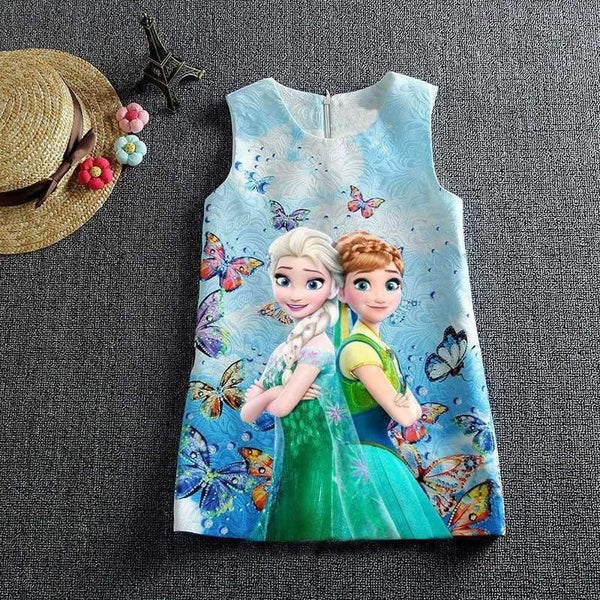 Planet Gates anna olaf / 2T Summer Baby Girl Dress Queen Princess Anna Elsa Dress Vestidos Butterfly Print Party Dress Kids Elza Costume Kids Clothes