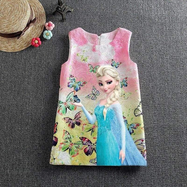 Planet Gates anna olaf / 2T Summer Baby Girl Dress Queen Princess Anna Elsa Dress Vestidos Butterfly Print Party Dress Kids Elza Costume Kids Clothes