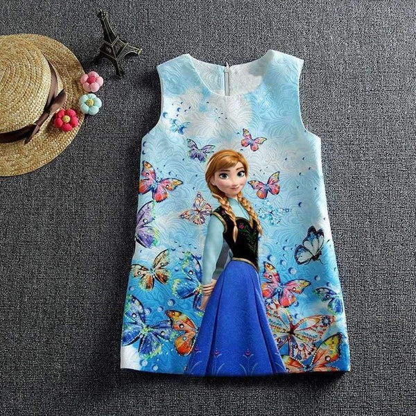Planet Gates anna olaf / 2T Summer Baby Girl Dress Queen Princess Anna Elsa Dress Vestidos Butterfly Print Party Dress Kids Elza Costume Kids Clothes