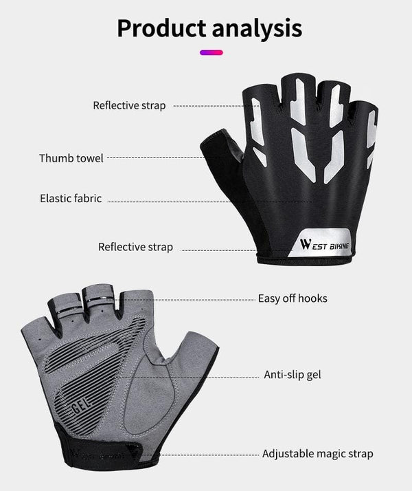 Planet Gates Anti Slip Gel Pad Bicycle Gloves Gel Pad Short Half Finger Cycling Gloves Breathable Outdoor Sports Men MTB Bikes Gloves