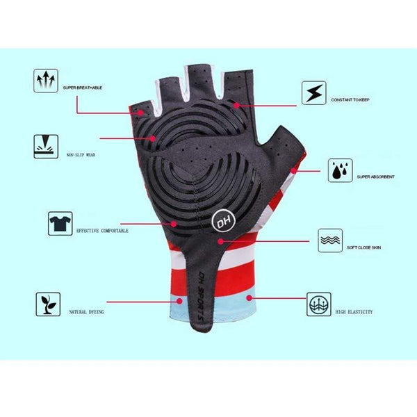 Planet Gates Anti Slip Gel Pad Bicycle Gloves Short Half Finger Stylish Cycling Gloves Breathable Outdoor Sports Men Women Bike Gloves