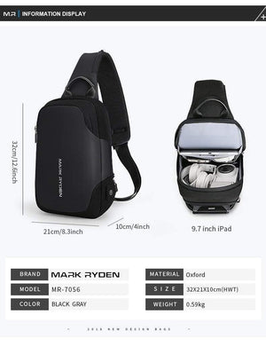 Planet Gates Anti-thief Crossbody Bag Waterproof Men Sling Chest Bag Fit 9.7 inch Ipad Fashion Shoulder Bag